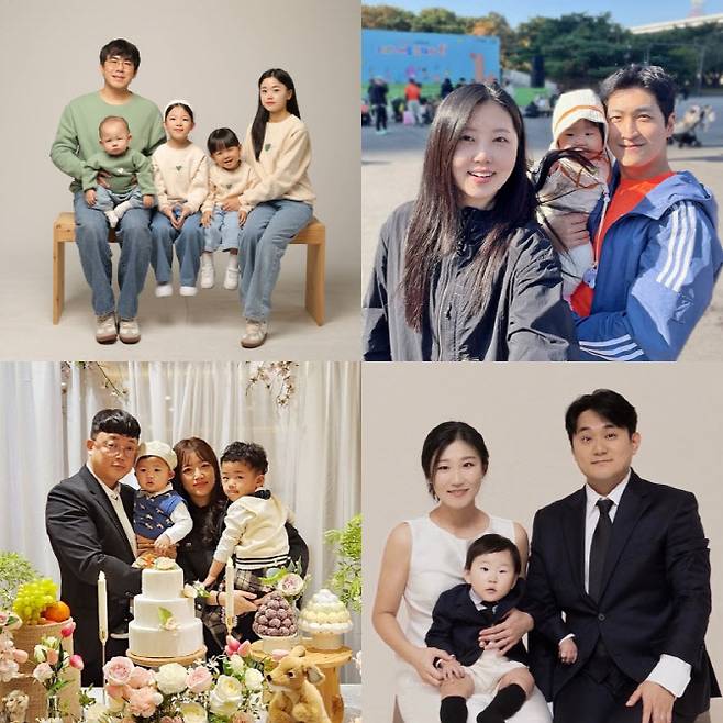 지난 1년간 육아동행지원금을 받은 직원들의 가족 사진. (사진=한화)