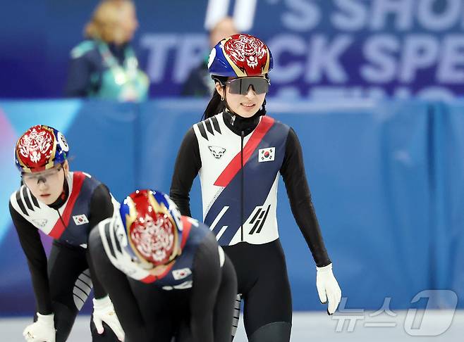 쇼트트랙 대표팀 김길리를 비롯한 선수들이 11일(현지시간) 이탈리아 밀라노 아이스 스케이팅 아레나에서 공식 훈련을 하고 있다. 2026.2.11 ⓒ 뉴스1 김진환 기자