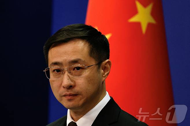 린젠 중국 외교부 대변인이 베이징 외교부 청사에서 열린 정례 브리핑을 진행하고 있다. 2024.3.20 ⓒ 로이터=뉴스1