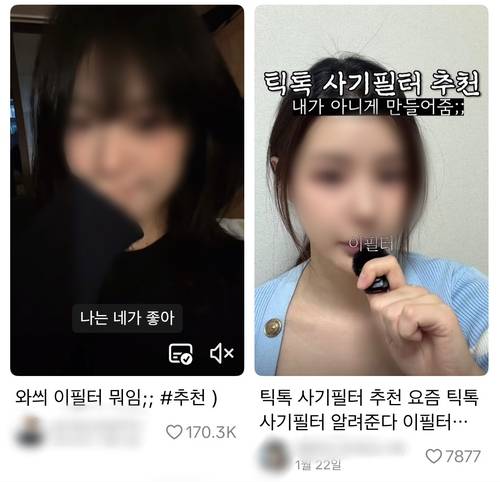 틱톡 '사기필터'를 추천하는 영상들 [틱톡 앱 캡처. 재판매 및 DB 금지]