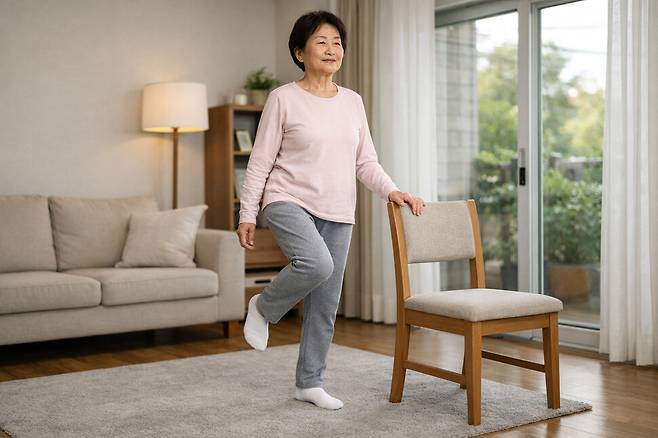 나이가 들수록 꼭 챙겨야 할 ‘숨은 근육’이 바로 균형감각이다. 챗GPT 그림