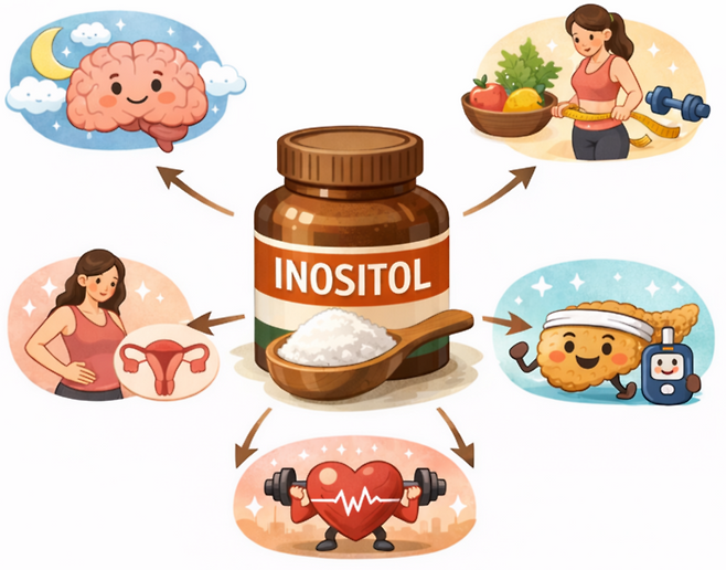 이노시톨의 효능을 검색어로 생성AI가 만든 이미지. AI는 난소 건강 외에도 정서적 안정, 콜레스테롤 개선 가능성 등을 이노시톨의 효능으로 꼽았다. [챗GPT]