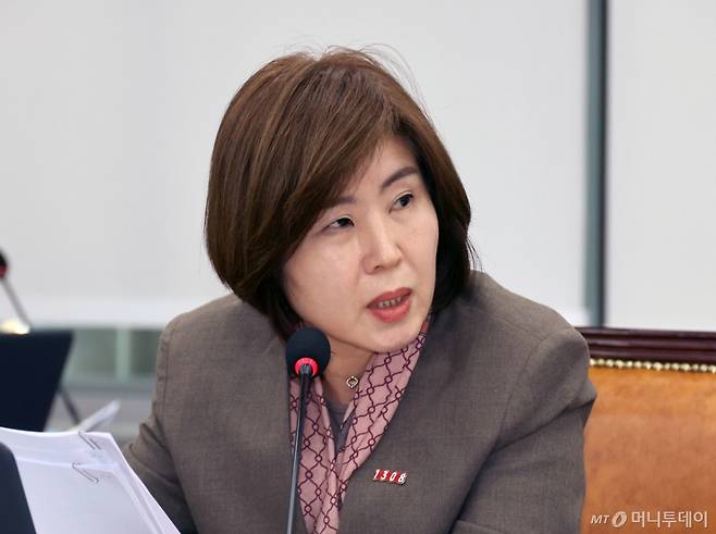 [서울=뉴시스] 김금보 기자 = 김미애 국회 보건복지위원회 국민의힘 간사가 28일 서울 여의도 국회에서 열린 보건복지위원회 국정감사에서 질의를 하고 있다. 2025.10.28. kgb@newsis.com /사진=김금보