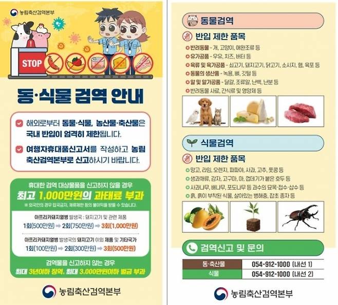 농림축산검역본부가 설 명절을 앞두고 해외여행객 증가에 대비해 불법 농축산물 반입을 집중 단속한다고 5일 밝혔다. 2026.2.5 검역본부 제공