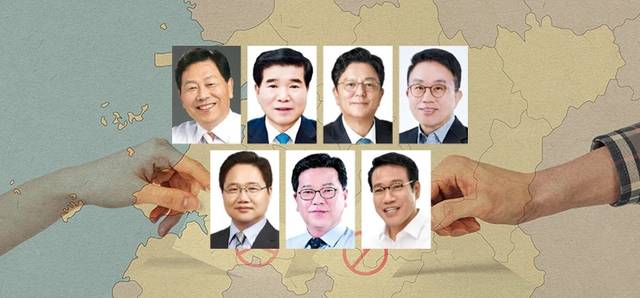 왼쪽부터 강동원, 김영태, 김원종, 양충모(위) 오철기, 이정린, 최경식(아래)