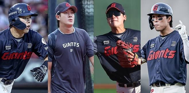 대만 전지훈련 도중 도박장에 출입해 강제 귀국조치 된 4인방. 왼쪽부터 고승민 나승엽 김세민 김동혁. 사진 | 롯데 자이언츠