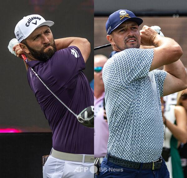 2026년 LIV 골프 시리즈 호주 애들레이드 대회 우승 경쟁에 뛰어든 존 람(스페인), 브라이슨 디섐보(미국). 사진제공=ⓒAFPBBNews = News1 (사진을 무단으로 사용하지 마십시오.)
