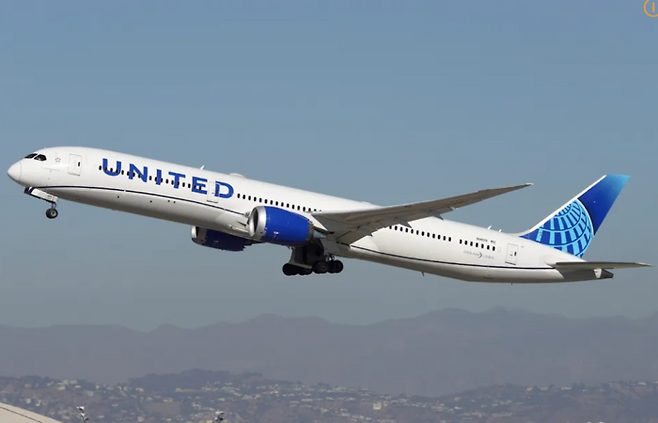 유나이티드 항공의 보잉787 여객기.