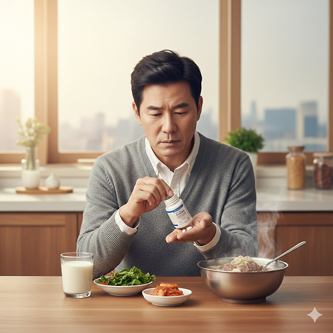 칼슘제 등의 키워드로 생성형AI가 그린 그림. [제미나이]