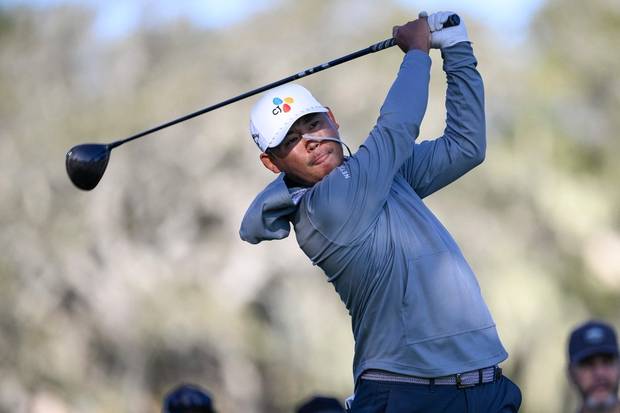 김시우가 12일(현지 시간) 미국 캘리포니아주 페블비치의 페블비치 골프링크스에서 열린 PGA 투어 AT&T 페블비치 프로암 1라운드 2번 홀에서 티샷을 하고 있다. AFP연합뉴스