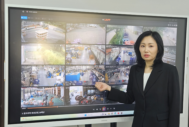 어나더아이 기술이 적용된 현장에 대한 설명을 하는 김현주 대표 [한수진 기자]