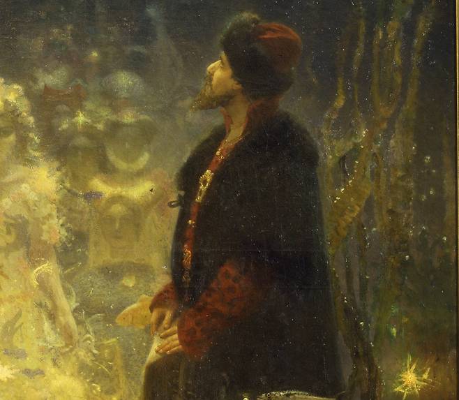 일리야 레핀, 사드코(일부 확대), 1876, 캔버스에 유채, 323x230cm, 러시아 미술관