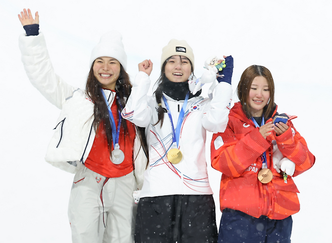 ▲클로이 김과 기뻐하는 최가온[연합뉴스]