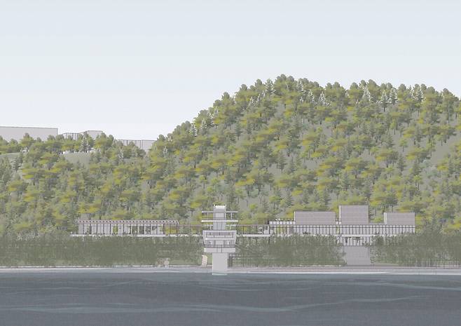 테두리 건축사사무소의 태화강 친환경 목조전망대 및 목조전시장 건축설계 공모 당선작.