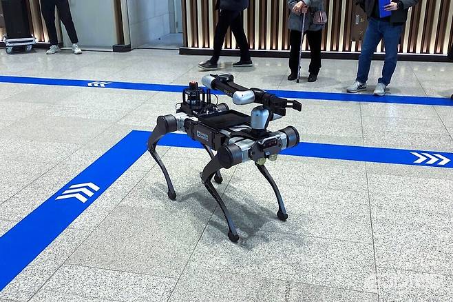 2025년 3월 19일 경기도 수원시 수원컨벤션센터에서 열린 제56기 삼성전자 정기 주주총회에 레인보우로보틱스 로봇이 전시돼 있다. ⓒ투데이신문