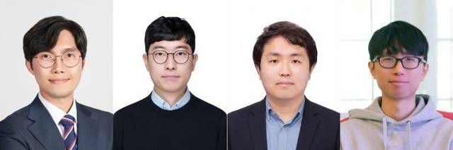 곽원진(왼쪽부터) UNIST  교수, 최정현 가천대 교수, 문장혁 중앙대 교수, 이현욱 UNIST 연구원(제1저자).