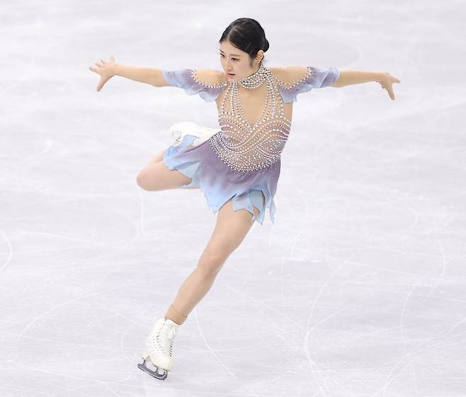 17일(현지시간) 이탈리아 밀라노 아이스스케이팅 아레나에서 열린 2026 밀라노ㆍ코르티나담페초 동계올림픽 여자 싱글 쇼트 프로그램에 출전한 이해인이 연기를 펼치고 있다. 연합뉴스