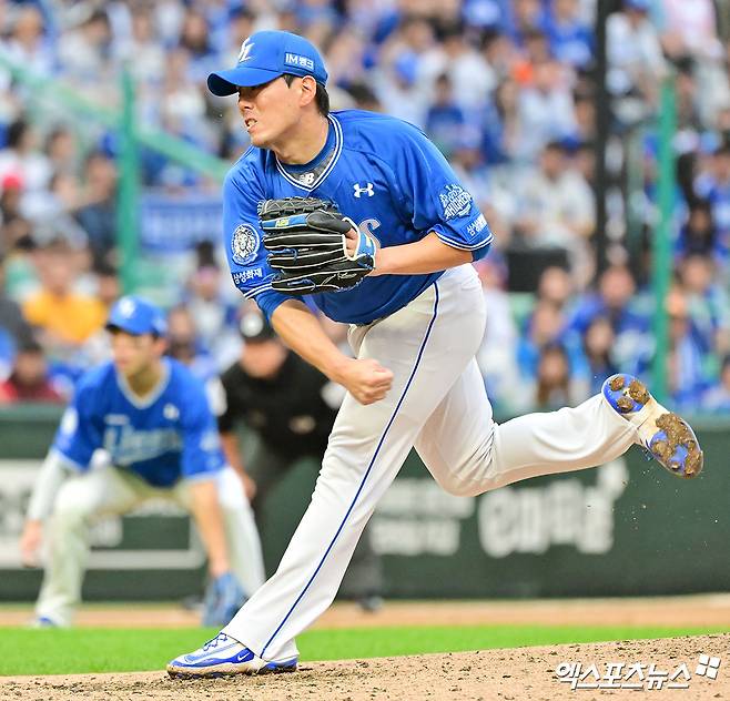 삼성 라이온즈 베테랑 우완 김재윤이 지난 1월 괌에 이어 2월 일본 스프링캠프에서도 좋은 컨디션을 보이면서 2026시즌에 대한 기대감을 높이고 있다. 사진 엑스포츠뉴스 DB