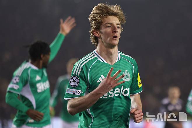 [바쿠=AP/뉴시스] 잉글랜드 프로축구 프리미어리그(EPL) 뉴캐슬 유나이티드의 앤서니 고든. 2026.02.18.