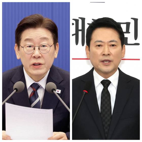 어제(19일) 수석보좌관회의에서 발언하는 이재명 대통령(왼쪽)과 윤석열 전 대통령 1심 선고 관련 입장을 발표하는 장동혁 국민의힘 대표(오른쪽). (사진=연합뉴스)