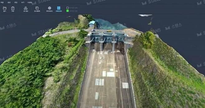 디지털 트윈 전문 기업 스탠스가 대곡댐을 가상공간에 구현한 모습 / 출처=스탠스