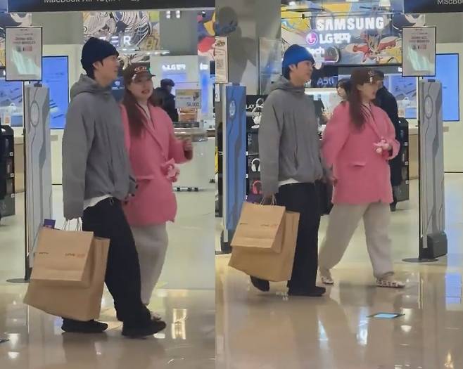 가수 현아가 남편 용준형과 쇼핑하는 근황이 포착된 가운데, 현아의 임신설이 또 한 번 제기됐다. /사진=온라인 커뮤니티