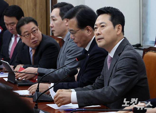 장동혁 국민의힘 대표가 9일 국회에서 열린 최고위원회의에서 발언하고 있다. 박종민 기자