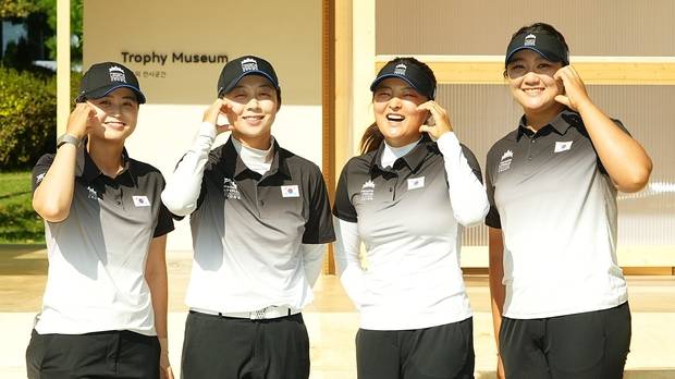 여자골프 국가 대항전 한화 라이프플러스 인터내셔널 크라운에 출전한 최혜진(왼쪽부터), 김효주, 고진영, 유해란. 사진 제공=한화 라이프플러스 인터내셔널 크라운 조직위