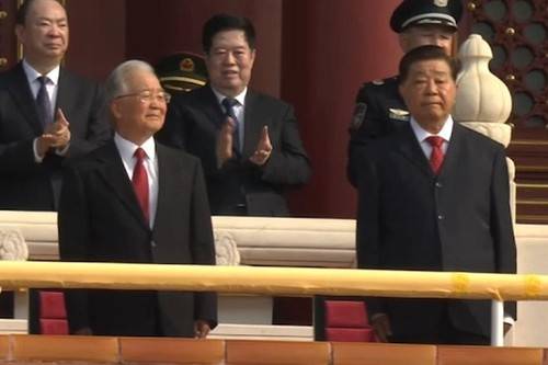 중국 전승절 80주년 열병식 참석한 원자바오 전 총리(왼쪽) [엑스 캡처. 재판매 및 DB 금지]