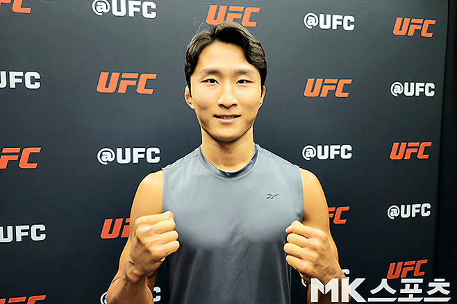 RTU 시즌1 우승자 이정영이 2024년 7월 미국 네바다주 엔터프라이즈 UFC 베가스 94 MK스포츠 사전 취재에 응하고 있다. 사진=김재호 특파원