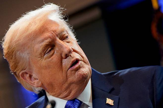 도널드 트럼프 미국 대통령이 20일(현지시간) 백악관에서 연설을 하고 있다. [로이터]