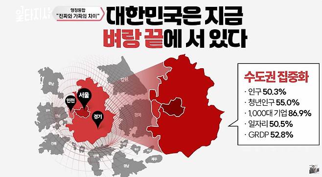 김태흠 충남지사가 자신의 유튜브 채널 '김태흠TV'를 통해 정부와 여당이 추진 중인 행정통합에 대한 견해를 밝혔다. [사진 김태흠TV]