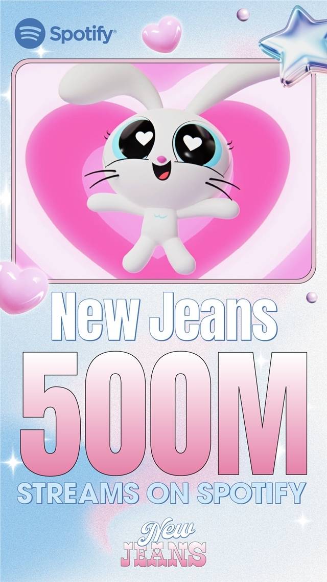 뉴진스(NewJeans)의 ‘New Jeans’가 글로벌 오디오·음원 스트리밍 플랫폼 스포티파이에서 5억 스트리밍을 돌파했다.