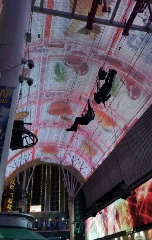 미국 라스베이거스 다운타운 프리몬트 스트리트에 있는 도심 집라인 ‘슬롯질라’. 정장수 전 부시장 페이스북