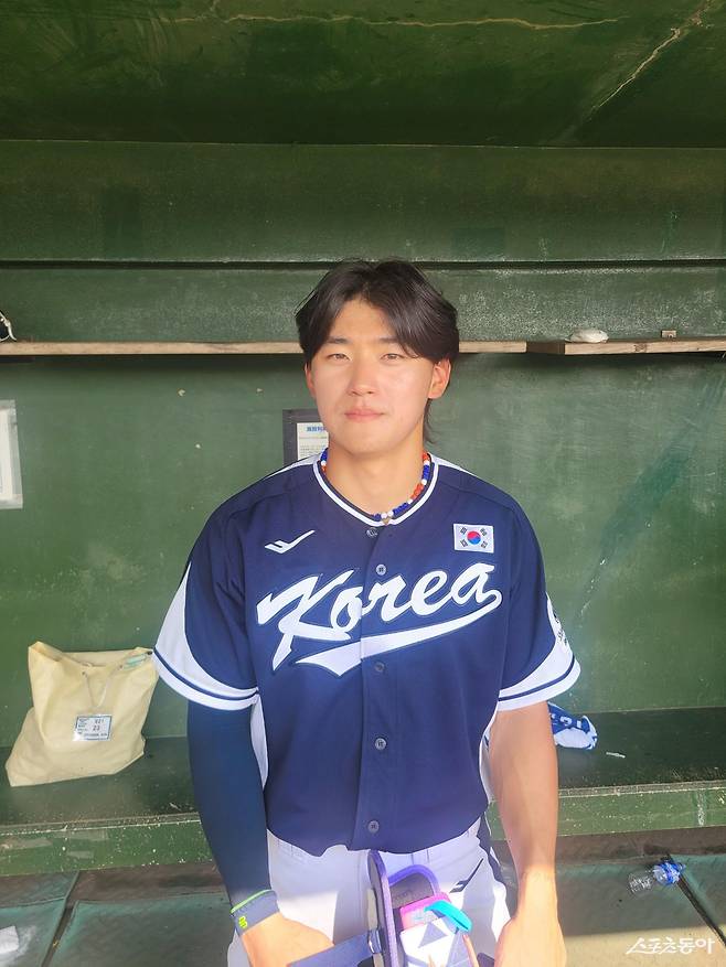 2026월드베이스볼클래식(WBC) 야구대표팀 김도영이 21일 일본 오키나와 고친다구장서 열린 한화와 연습경기를 마친 뒤 인터뷰를 하고 있다. 오키나와｜장은상 기자 award@donga.com