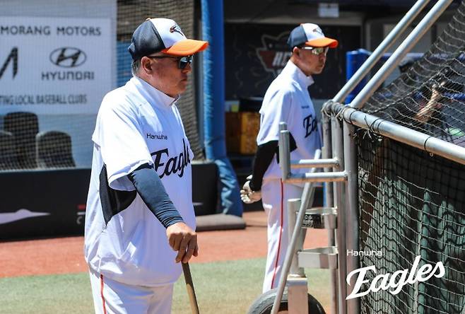 ▲ 김경문 감독(왼쪽) ⓒ한화 이글스