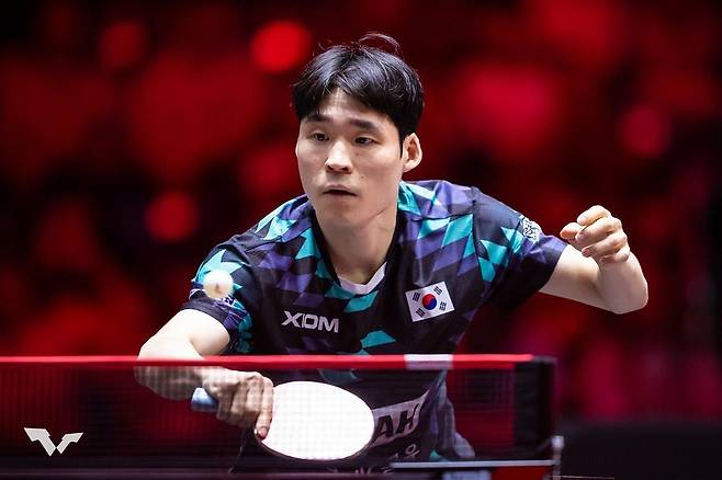 WTT 싱가포르 스매시에 나선 장우진의 경기 장면  [WTT 인스타그램 캡처. 재판매 및 DB 금지]