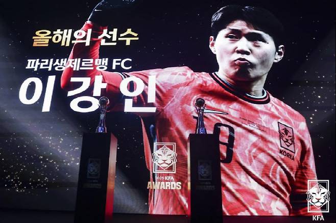 이강인이 처음으로 대한축구협회 선정 '올해의 선수'에 선정됐다. 사진=대한축구협회