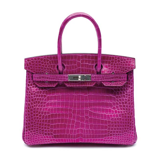 악어가죽으로 제작한 추정가 9800만∼2억원대 에르메스 버킨백 '버킨 30 포로수스 크로커다일 로제 뽀로푸르' 연합뉴스