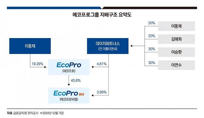에코프로그룹 지배구조 요약도. 그래픽=정다운 기자