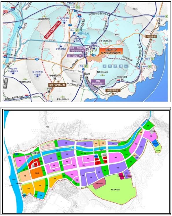 센텀2지구 도시첨단산업단지 위치도 및 토지이용계획도 [부산시 제공]