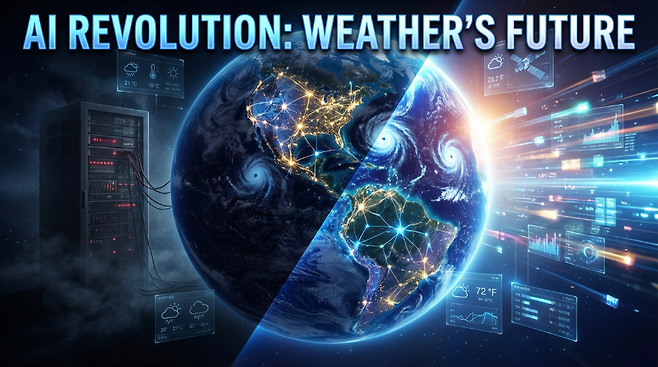 AI는 지구 전체의 날씨와 미래의 날씨까지 예측 가능하다. (사진=생성형 AI)