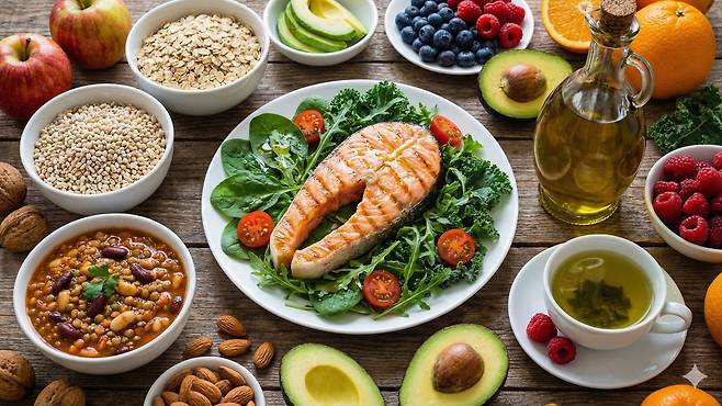 콜레스테롤 수치는 평소 먹는 음식, 식습관과 밀접한 연관이 있다|출처: Gemini 생성