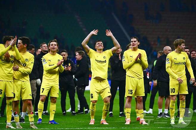 인터 밀란을 꺾고 구단 사상 처음으로 UCL 16강에 진출한 보되/글림트. ⓒ AFP=뉴스1