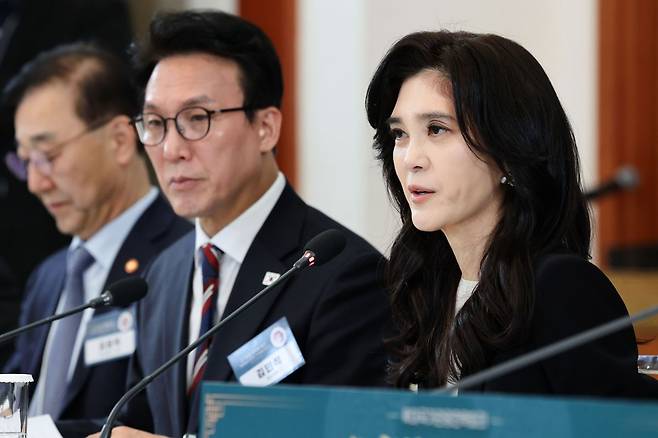 이부진 한국방문의해위원장이 25일 청와대에서 열린 이재명 대통령 주재 '확대 국가관광전략회의'에서 발언하고 있다. 청와대통신사진기자단