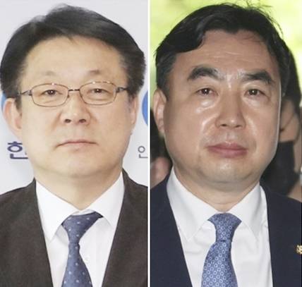 (왼쪽부터)더불어민주당 허종식 의원, 윤관석 전 의원. 연합뉴스