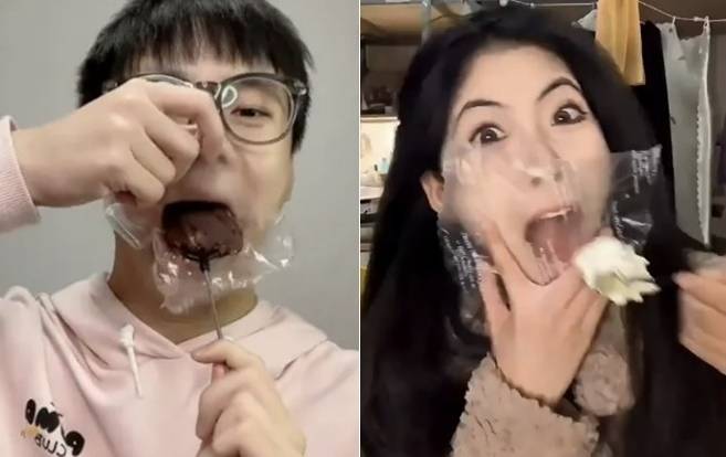 최근 중국의 젊은 세대를 중심으로 음식을 랩에 싸서 씹은 뒤 뱉어내는 이른바 ‘랩 다이어트’가 소셜미디어(SNS)를 중심으로 확산하고 있다. SNS 캡처