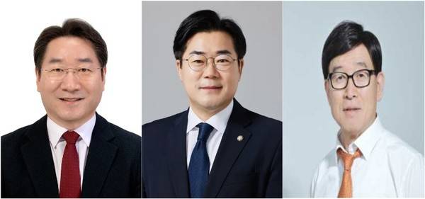 왼쪽부터 유정복 인천시장, 박찬대 더불어민주당 국회의원, 이기붕 개혁신당 인천시당위원장. [사진 = 경인방송 DB]