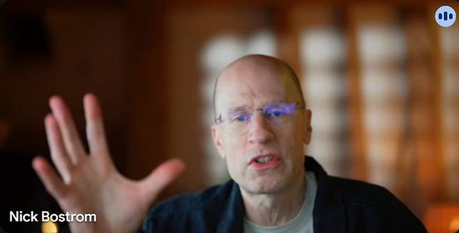 24일 본지와 화상 인터뷰 중인 미래학자 닉 보스트롬. /구글 미트 캡처