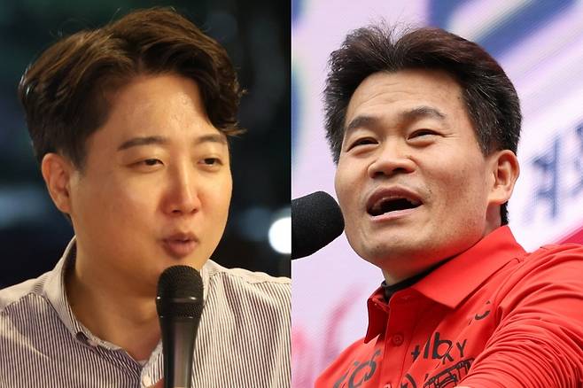 이준석 개혁신당 대표-한국사 강사 출신 보수 유튜버 전한길. [연합뉴스]